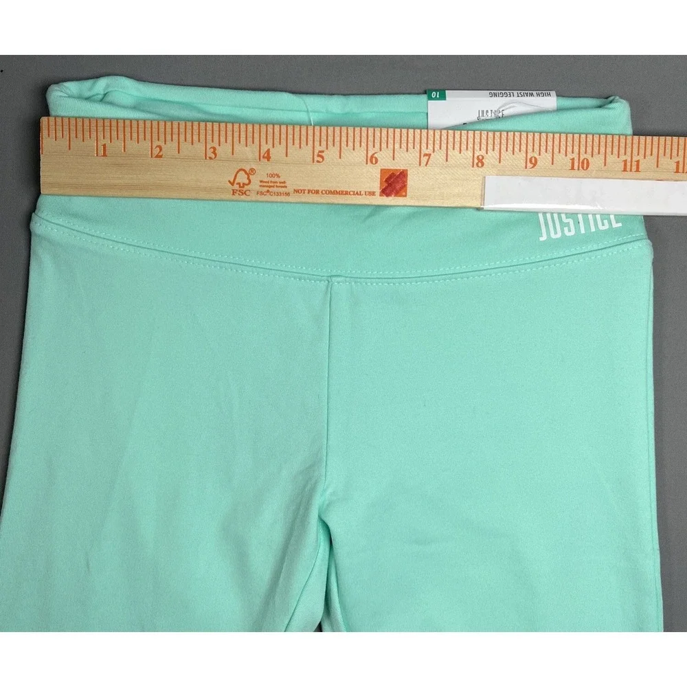Justice Girls High‎ Waist Neon Green Colorful Sports Casual Leggings Size 10 NWT